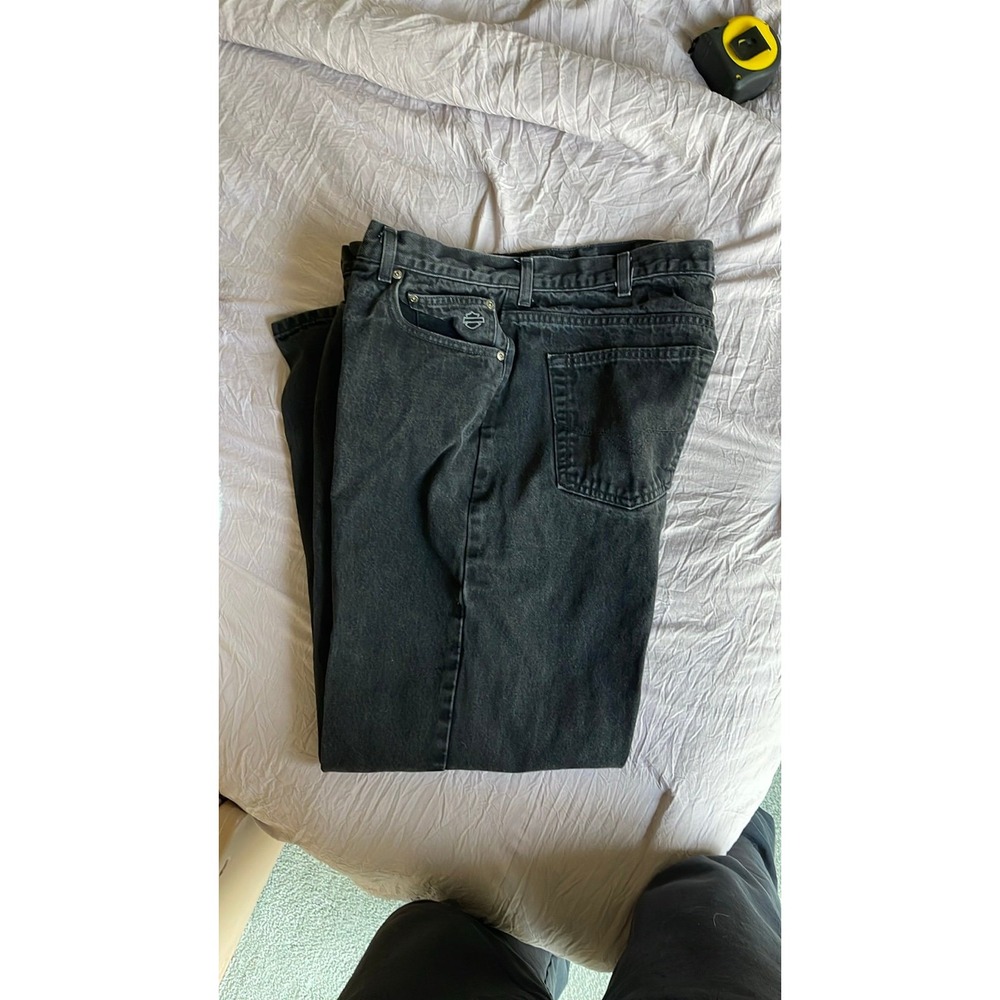 Harley-Davidson Mens Jeans 38x30 Black worn and washed once - Picture 2 of 6